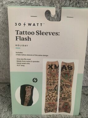 🆕 - BY 30/ WATT Holiday Tattoo Sleeves in Beige with Multicolor Print